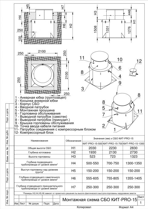 Схема монтажа КИТ ПРО 15 (700)